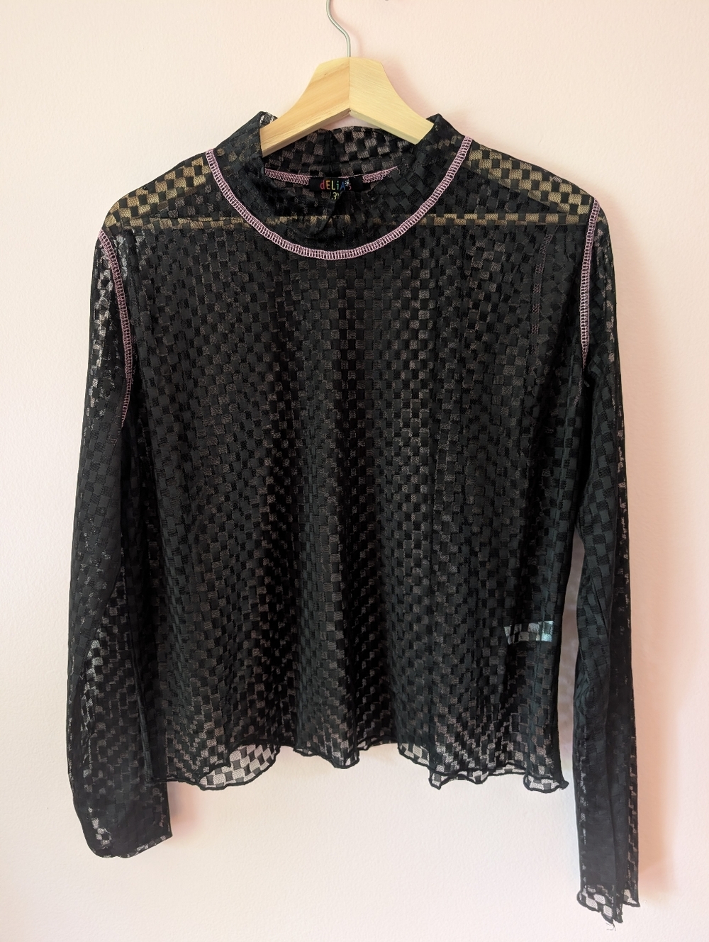 EUC Delias Sheer Mesh Checkerboard Top Size 3X